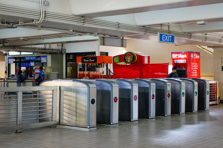 Manila, Philippines - Dec 21, 2015. Entrance gates at subway station in Manila, Philippines. Manila...