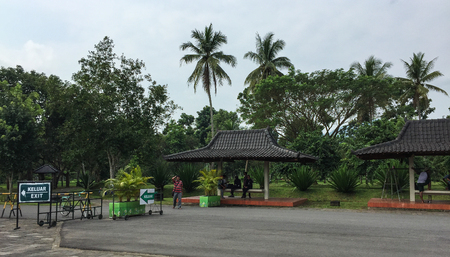 Yogya, Indonesia - Apr 15, 2016. Bus station at downtown in Yogya, Indonesia. Yogyakarta or simply Yogya, is one of the foremost cultural centers of Java.のeditorial素材