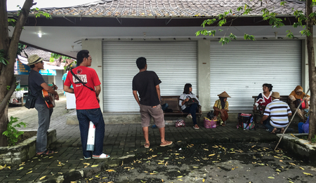 Yogya, Indonesia - Apr 14, 2016. Music band playing on street in Yogya, Indonesia. Yogyakarta or simply Yogya, is one of the foremost cultural centers of Java Islands.のeditorial素材