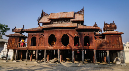 Nyaungshwe, Myanmar - Feb 14, 2016. View of Shwe Yan Pyay Monastery in Nyaungshwe, Myanmar. Nyaungshwe is a township of Taunggyi District in the Shan State of Myanmar.のeditorial素材