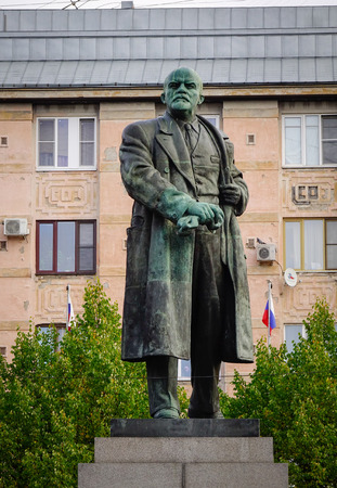 Vyborg, Russia - Oct 6, 2016. Lenin statue at the main square in Vyborg, Russia. Vyborg is an important transport junction in the Northwest region of Russia.のeditorial素材