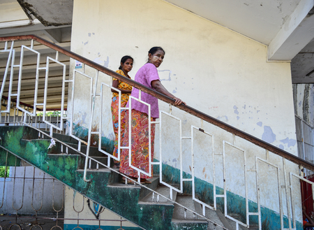 Yangon, Myanmar - Feb 13, 2017. People walking at Central Railway Station in Yangon, Myanmar. Yangon is Myanmar largest city and its most important commercial centre.のeditorial素材