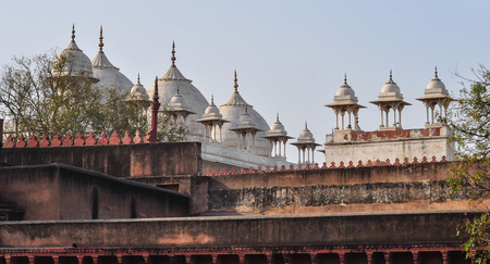 Top of the Agra Fort in Uttar Pradesh, India. It is one of the most important and robustly built stronghold of the Mughals.の写真素材