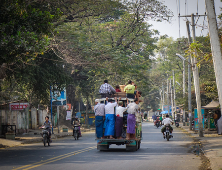Mandalay, Myanmar - Feb 21, 2016. Traffic on street in Mandalay, Myanmar. Mandalay is the second-largest city and the last royal capital of Myanmar.のeditorial素材