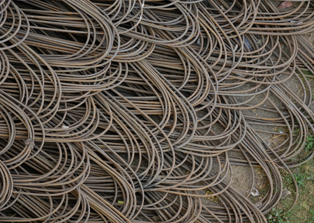 Steel materials, construction supplies at warehouse in Mandalay, Myanmar.
