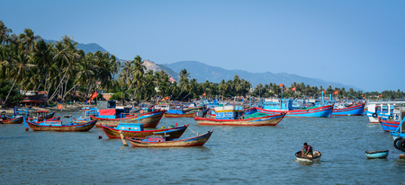 Nha Trang, Vietnam - Mar 21, 2016. Fishing pier in Nha Trang, Vietnam. Nha Trang is a coastal city and capital of Khanh Hoa, on the South Central Coast of Vietnam.のeditorial素材