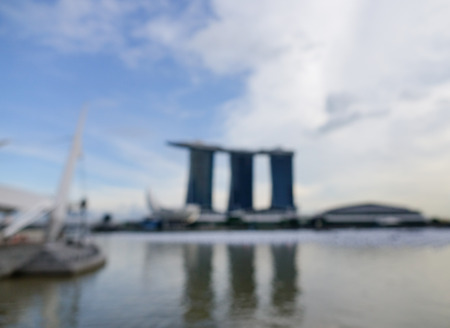Modern buildings in Singapore city defocused blurred backgroundのeditorial素材
