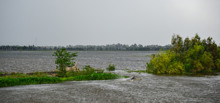 Scenery of Mekong Delta during the flood season in Southern Vietnam.の写真素材