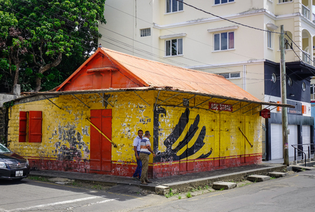 Grand Baie, Mauritius - Jan 15, 2017. Wooden house located at Grand Baie in Mauritius. Mauritius, an Indian Ocean island nation, is known for its beaches lagoons and reefs.のeditorial素材