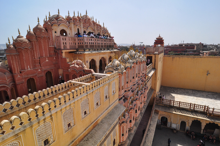 Jaipur, India - Mar 7,2012. View of the Hawa Mahal in Jaipur, India. Hawa Mahal, also known as Palace of Breeze, was built in 1799 as an extension to the Royal City Palace of Jaipur.のeditorial素材