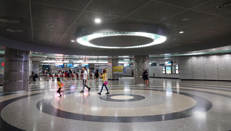 Singapore - Jun 13, 2017. Interior of Marina Shopping Mall in Singapore. Singapore economy has been...