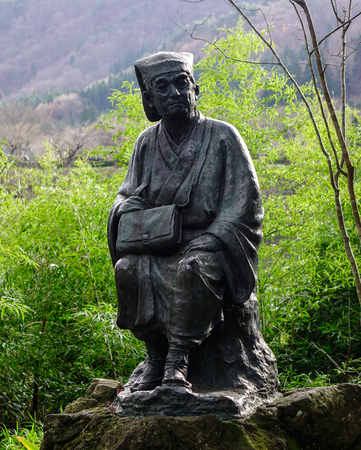 Yamadera, Japan - Dec 5, 2016. A statue at Yamadera Risshakuji Temple. Yamadera is a scenic temple located in the mountains northeast of Yamagata City.のeditorial素材