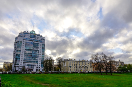 St. Petersburg, Russia - Oct 8, 2016. Buildings located at downtown in St. Petersburg, Russia. Saint Petersburg is one of the modern cities of Russia, as well as its cultural capital.のeditorial素材