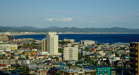 Hokkaido, Japan - Sep 30, 2017. Buildings located at Hakodate City in Hokkaido, Japan. Hakodate is now the third biggest in Hokkaido after Sapporo and Asahikawa.のeditorial素材