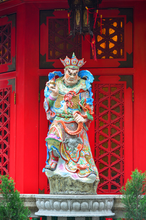 Hong Kong - Mar 30, 2017. God statue at Wong Tai Sin Temple in Hong Kong, China. Wong Tai Sin or Huang Daxian is a Chinese Taoist deity popular in Hong Kong.のeditorial素材