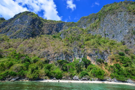 White sand beach in Coron Island, Philippines. Coron is known for several Japanese shipwrecks of World War II vintage.の写真素材