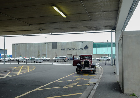 Christchurch, New Zealand - Nov 6, 2016. A vintage car running on street in Christchurch, New Zealand. The Christchurch urban area lies on the South Island east coast.のeditorial素材