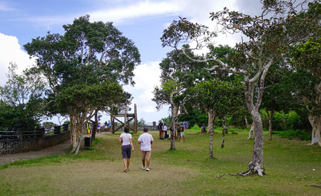 Mahebourg, Mauritius - Jan 8, 2017. People walking at the botanic garden in Mauritius. Mauritius is a major tourist destination ranking 3rd in the region and 56th globally.のeditorial素材