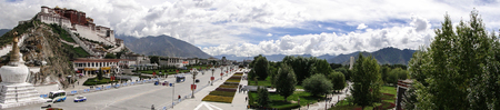 Tibet, China - Sep 6, 2010. Panorama of Potala Palace in Lhasa, Tibet Region. The palace was slightly damaged during the Tibetan uprising against the Chinese in 1959.のeditorial素材