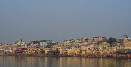 Pushkar, India - Nov 5, 2017. Cityscape of Pushkar, India. Pushkar is a holy city in Rajasthan, famous for its Brahma temple, lake, and ghats.のeditorial素材