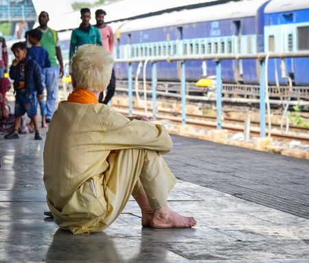 Rajasthan, India - Nov 5, 2017. People waiting at Ajmer railway station in Rajasthan, India. Ajmer city is located at a distance of 135 km from the state capital Jaipur.のeditorial素材