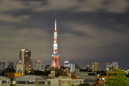 Tokyo, Japan - Sep 29, 2017. View of Tokyo Tower at night. Tokyo is part of the world most populous metropolitan area with upwards of 37.8 million people.のeditorial素材