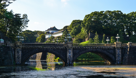 Tokyo, Japan - Sep 29, 2017. View of Seimon Ishibashi Bridge of Tokyo Imperial Palace. The Palace is the primary residence of the Emperor of Japan.のeditorial素材