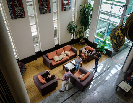 Bangkok, Thailand - Jun 18, 2017. People at the living room of luxury hotel in Bangkok, Thailand. Bangkok is the capital and largest city in Thailand.のeditorial素材