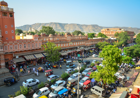 Jaipur, India - Nov 1, 2017. Cityscape of downtown in Jaipur, India. Jaipur (Pink City) is the capital and the largest city of the Indian state of Rajasthan in Western India.のeditorial素材
