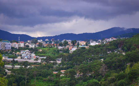 Dalat, Vietnam - Aug 17, 2017. Aerial view of Dalat, Vietnam. The architecture of Dalat is dominated by the style of the French colonial period.のeditorial素材