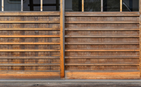 Details of ancient Japanese wooden house on Mount Koya in Wakayama, Japan.