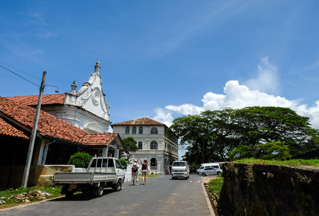 Galle, Sri Lanka - Sep 9, 2015. People visit the old town of Galle, Sri Lanka. Galle had been a prominent seaport long before western rule in the country.のeditorial素材