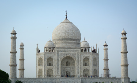 Facade of Taj Mahal at sunny day in Agra, India.の写真素材