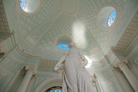 St Petersburg, Russia - Oct 7, 2016. Queen statue at Catherine Palace in St Petersburg, Russia. The palace is a Rococo palace located in the town of Tsarskoye Selo (Pushkin).のeditorial素材