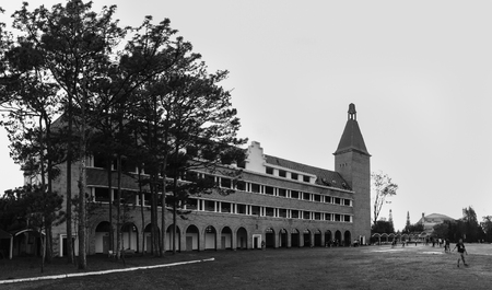 Dalat, Vietnam - Nov 22, 2017. Ancient school at downtown in Dalat, Vietnam. The school founded in 1927 in Da Lat, Vietnam, to educate the children of French colonialists.のeditorial素材