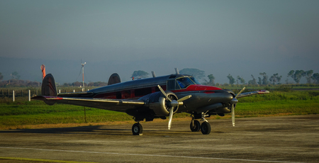 Coron, Philippines - Apr 12, 2017. An aircraft at Francisco B. Reyes Airport in Coron Island. It is...