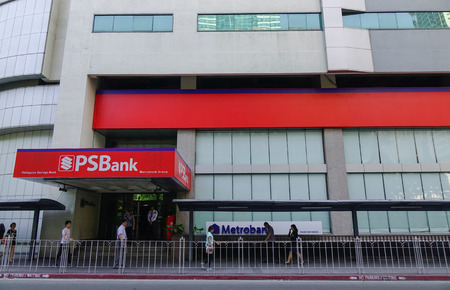 Manila, Philippines - Apr 12, 2017. PSBank Building in Manila, Philippines. Manila is the capital of the Philippines and the center of governance, education and finance.のeditorial素材