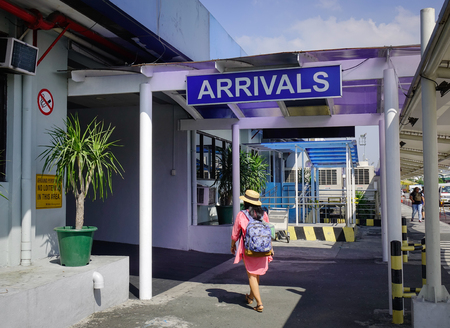 Manila, Philippines - Apr 12, 2017. Passengers coming to Ninoy Aquino Airport (NAIA) in Manila, Philippines. In 2015, NAIA handled a record breaking annual passenger traffic of 36,681,601.のeditorial素材