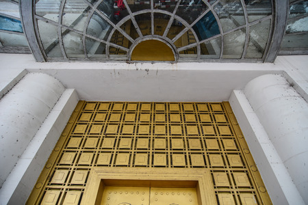 Yangon, Myanmar - Feb 26, 2016. Interior of an old building in Yangon, Myanmar. Much of the architecture in downtown Yangon dates from the period of British rule.のeditorial素材