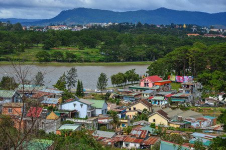 Dalat, Vietnam - Nov 27, 2017. Cityscape of Dalat, Lam Dong Province, Vietnam. The architecture of Dalat is dominated by the style of the French colonial period.のeditorial素材