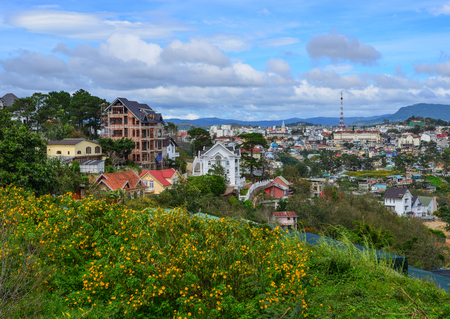 Dalat, Vietnam - Nov 25, 2017. Cityscape of Dalat, Vietnam. The architecture of Dalat is dominated by the style of the French colonial period.のeditorial素材