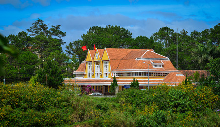 Dalat, Vietnam - Nov 27, 2017. View of old railway station in Dalat, Vietnam. The station was designed in 1932 by French architects Moncet and Reveron, and opened in 1938.のeditorial素材