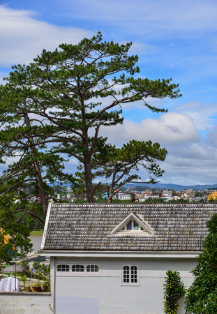 Part of an old brick house in Dalat, Vietnam.のeditorial素材