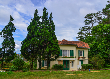 Dalat, Vietnam - Nov 27, 2017. An old villa in Dalat, Vietnam. Da Lat was developed as a resort by the French in the early 1900s, and many reminders of its colonial heritage remain.のeditorial素材