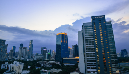Bangkok, Thailand - Jun 19, 2017. Cityscape at sunset in Bangkok, Thailand. Bangkok is the economic centre, and the heart of the country investment and development.のeditorial素材