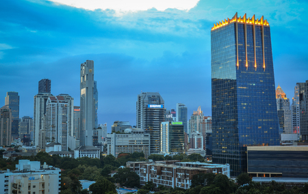 Bangkok, Thailand - Jun 19, 2017. Night view of Bangkok, Thailand. Bangkok is the economic centre, and the heart of the country investment and development.のeditorial素材