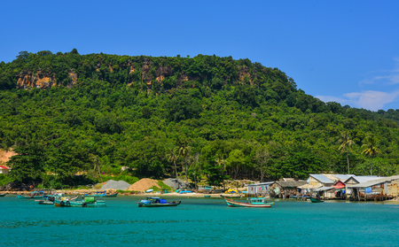 Tho Chau, Vietnam - Dec 10, 2017. Seascape of Tho Chau Island, Southern Vietnam. Tho Chu (Tho Chau) is a big island including 8 small islands under Phu Quoc district, Kien Giang.のeditorial素材