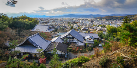 Kyoto, Japan - Nov 29, 2016. Aerial view of Kyoto, Japan. Kyoto was the capital of Japan for over a millennium, and carries a reputation as its most beautiful city.のeditorial素材