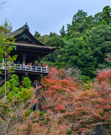 Kyoto, Japan - Nov 29, 2016. People visit Kiyomizu-dera Temple in Kyoto, Japan. The temple is part of the Historic Monuments of UNESCO World Heritage site.のeditorial素材
