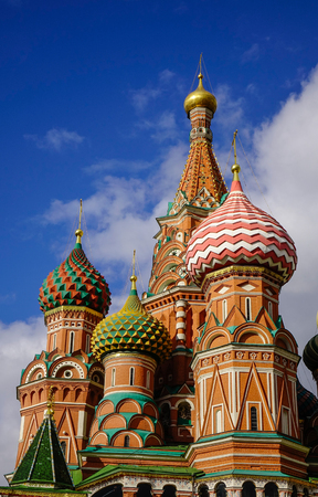 Part of St. Basil Cathedral at sunny day in Moscow, Russia.のeditorial素材